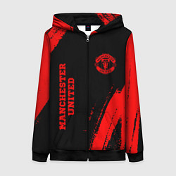 Толстовка на молнии женская Manchester United - red gradient вертикально, цвет: 3D-черный