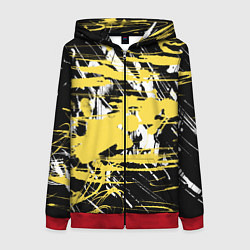 Женская толстовка на молнии Желтая краска на черном