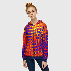 Толстовка на молнии женская Пламенный сочный оранжево-синий, цвет: 3D-синий — фото 2