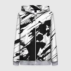 Женская толстовка на молнии Брызги и штрихи черной краски