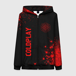 Толстовка на молнии женская Coldplay - red gradient вертикально, цвет: 3D-черный