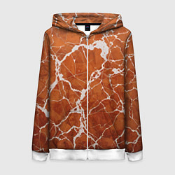 Толстовка на молнии женская Темно-оранжевый мрамор, цвет: 3D-белый