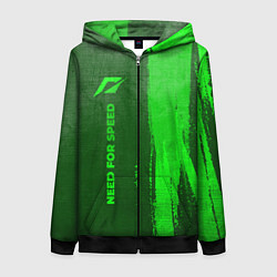 Толстовка на молнии женская Need for Speed - green gradient по-вертикали, цвет: 3D-черный