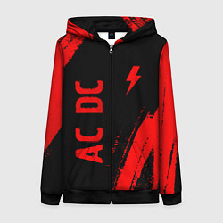 Толстовка на молнии женская AC DC - red gradient вертикально, цвет: 3D-черный