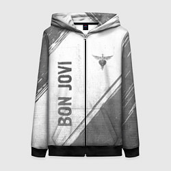 Толстовка на молнии женская Bon Jovi - white gradient вертикально, цвет: 3D-черный