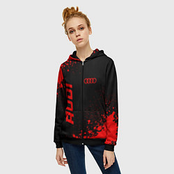 Толстовка на молнии женская Audi - red gradient вертикально, цвет: 3D-черный — фото 2