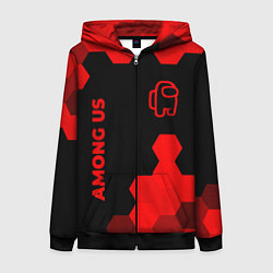 Толстовка на молнии женская Among Us - red gradient вертикально, цвет: 3D-черный
