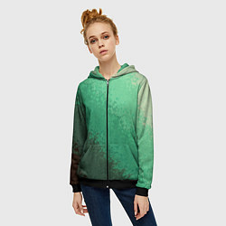 Толстовка на молнии женская Градиент текстурный зелёный, цвет: 3D-черный — фото 2