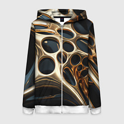 Толстовка на молнии женская Черно-золотая абстракция, цвет: 3D-белый