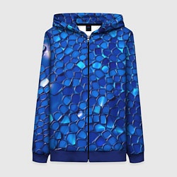 Женская толстовка на молнии Блестящие синие отражения