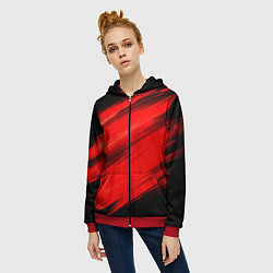 Толстовка на молнии женская Красные мазги краски на черном, цвет: 3D-красный — фото 2