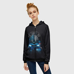 Толстовка на молнии женская BMW на мосту, цвет: 3D-черный — фото 2