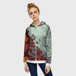 Толстовка на молнии женская Башня в облаках, цвет: 3D-белый — фото 2