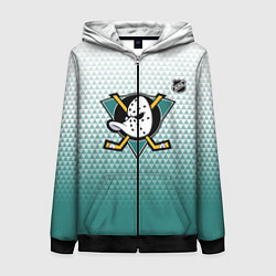 Женская толстовка на молнии Анахайм Дакс - зеленая геометрия