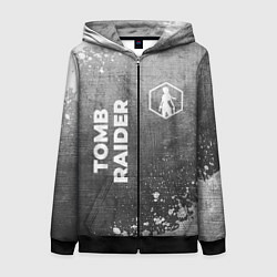 Толстовка на молнии женская Tomb Raider - grey gradient вертикально, цвет: 3D-черный