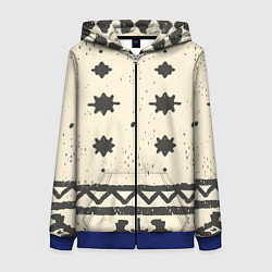 Толстовка на молнии женская Африканские примитивные узоры, цвет: 3D-синий