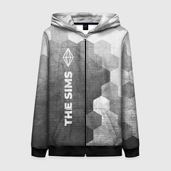 Толстовка на молнии женская The Sims - grey gradient по-вертикали, цвет: 3D-черный