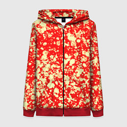 Толстовка на молнии женская Пятнистый красно-жёлтый, цвет: 3D-красный