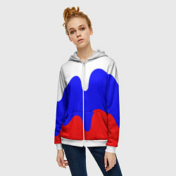 Толстовка на молнии женская Патриот - флаг, цвет: 3D-белый — фото 2