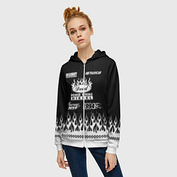 Толстовка на молнии женская Dead black - Bones, цвет: 3D-белый — фото 2