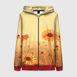 Женская толстовка на молнии Цветы на закате