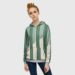 Толстовка на молнии женская Зеленые полосы, цвет: 3D-меланж — фото 2