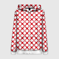 Женская толстовка на молнии Красно белый узор в клетку и горох
