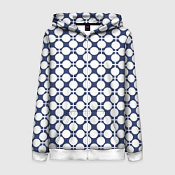 Толстовка на молнии женская Серо-белый узор в клетку и горох ретро, цвет: 3D-белый