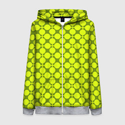 Женская толстовка на молнии Желто зеленый неоновый узор ретро в горох