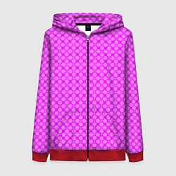 Толстовка на молнии женская Неоновый малиновый розовый узор в горошек, цвет: 3D-красный