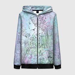 Толстовка на молнии женская Скетч японские дорамы, цвет: 3D-черный