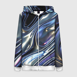 Толстовка на молнии женская Серебро жидкий металл, цвет: 3D-белый