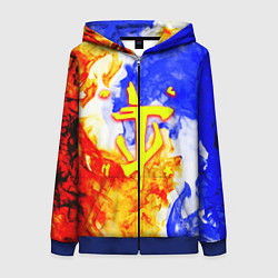 Толстовка на молнии женская Doom битва огня, цвет: 3D-синий