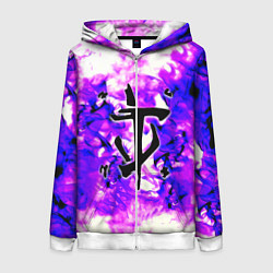 Женская толстовка на молнии Doom неоновый огонь лого