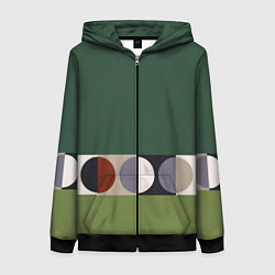Толстовка на молнии женская Луна Малевича сосновый зеленый, цвет: 3D-черный