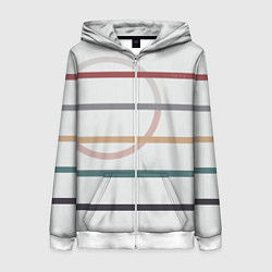 Толстовка на молнии женская Stripes and circle, цвет: 3D-белый