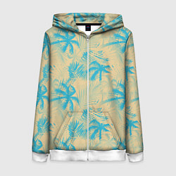 Женская толстовка на молнии Palm light blue beige