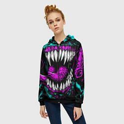 Толстовка на молнии женская Клыки венома, цвет: 3D-черный — фото 2