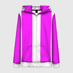 Толстовка на молнии женская Color white pink line, цвет: 3D-белый