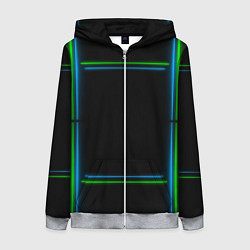 Толстовка на молнии женская Neon green light blue, цвет: 3D-меланж