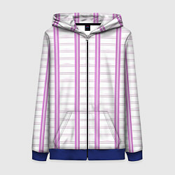 Толстовка на молнии женская Color white cage pink line, цвет: 3D-синий
