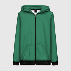 Толстовка на молнии женская Изумруд однотонный, цвет: 3D-черный