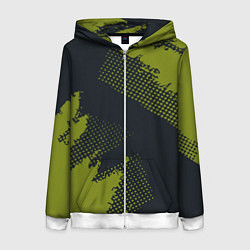 Толстовка на молнии женская Абстрактная текстура в зеленом, цвет: 3D-белый
