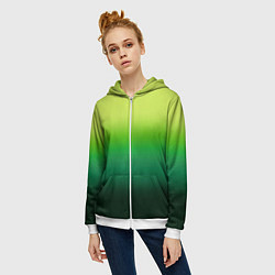 Толстовка на молнии женская Градиент укропное зеленое омбре, цвет: 3D-белый — фото 2