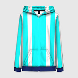 Толстовка на молнии женская Color blue white stripes, цвет: 3D-синий