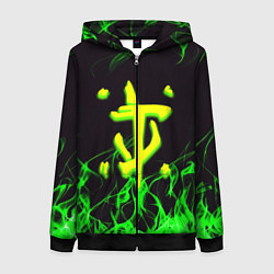 Толстовка на молнии женская Doom кислотное лого, цвет: 3D-черный