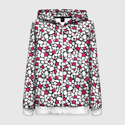 Женская толстовка на молнии Мелкий красно белый мозаичный узор на черном