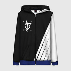 Толстовка на молнии женская Doom white geometry, цвет: 3D-синий