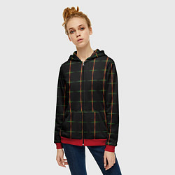 Толстовка на молнии женская Color black orange green crosses, цвет: 3D-красный — фото 2