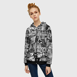 Толстовка на молнии женская Horror World of Junji Ito, цвет: 3D-черный — фото 2